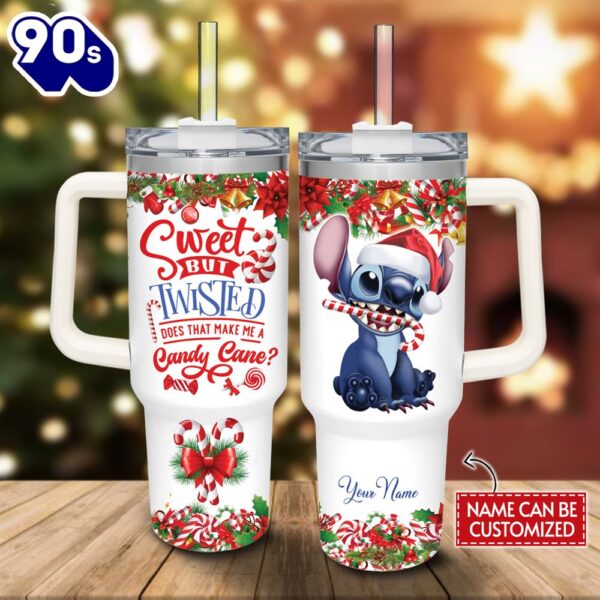 Custom Name Stitch Sweet But Twisted Christmas Theme Pattern 40oz Tumbler