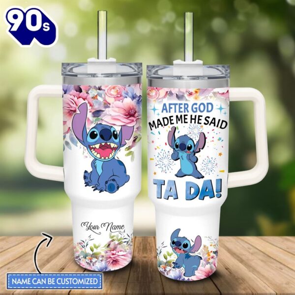 Custom Name Stitch Tada 40oz Stainless Steel Tumbler