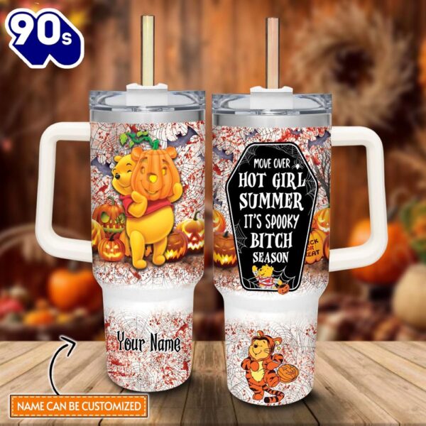 Custom Name Winnie The Pooh Halloween Costume It’s Spooky Season 40oz Stainless Steel Tumbler