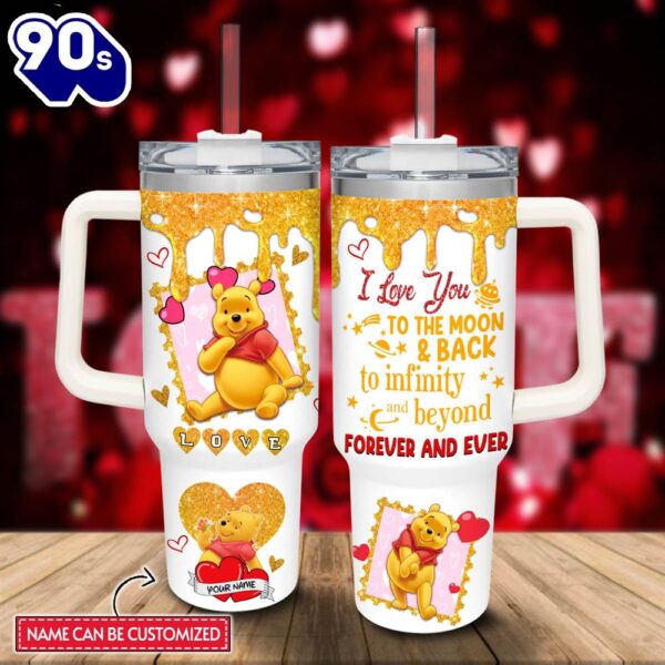 Custom Name Winnie The Pooh Love You To The Moon &Amp Back 40oz Stainless Steel Tumbler