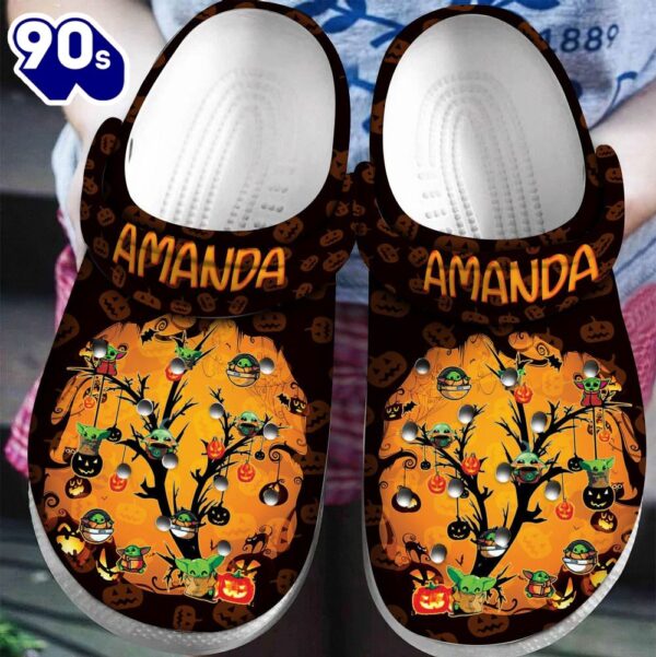 Cute Halloween Tree Grogu Rubber clog Shoes Comfy Footwear