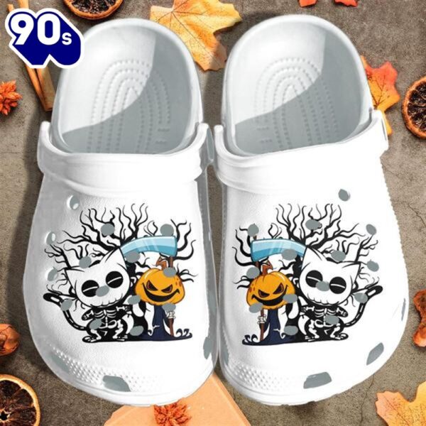 Cute Skull Cat Witch Pumpkin clog Shoesshoes Clog Halloween clog Shoescrocband Clog Birthday Gift For Man Woman