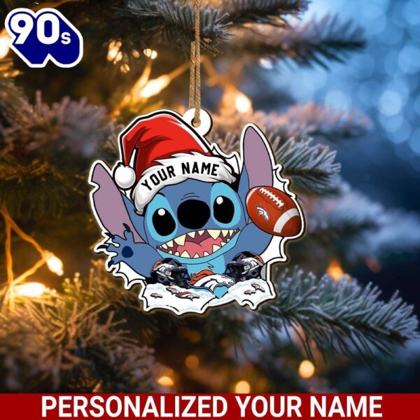 Denver Broncos NFL Christmas With Stitch Ornament