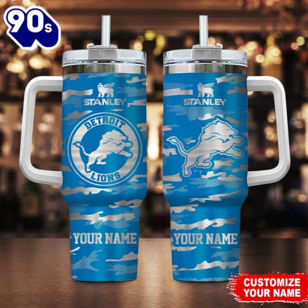 Detroit Lions-NFL Personalized New Camo Pattern Stanley Tumbler 40oz