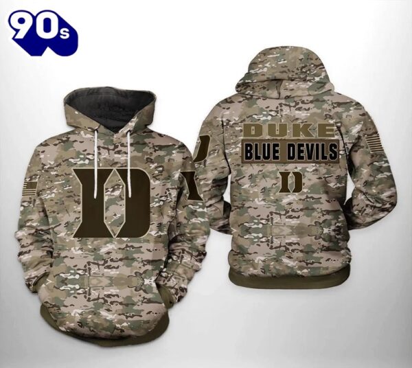 Duke Blue Devils Camo Veteran 3D Hoodie Duke Blue Devils Christmas