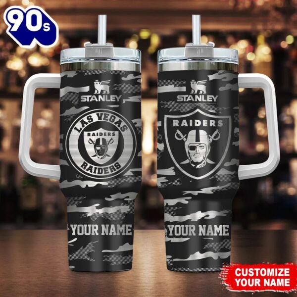 Las Vegas Raiders-NFL Personalized New Camo Pattern Stanley Tumbler 40oz