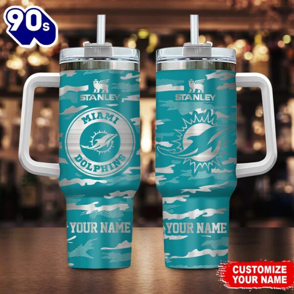 Miami Dolphins-NFL Personalized New Camo Pattern Stanley Tumbler 40oz