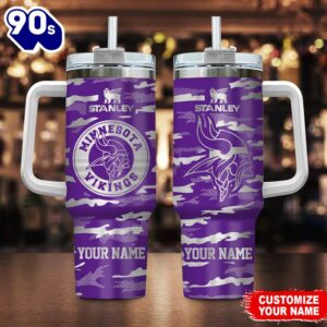 Minnesota Vikings-NFL Personalized New Camo Pattern Stanley Tumbler 40oz