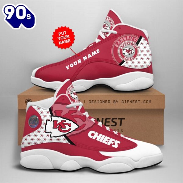 NFL Kansas City Chiefs Custom Name Air Jordan 13 Shoes V2