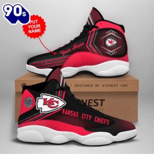 NFL Kansas City Chiefs Custom Name Red Black Air Jordan 13 Shoes