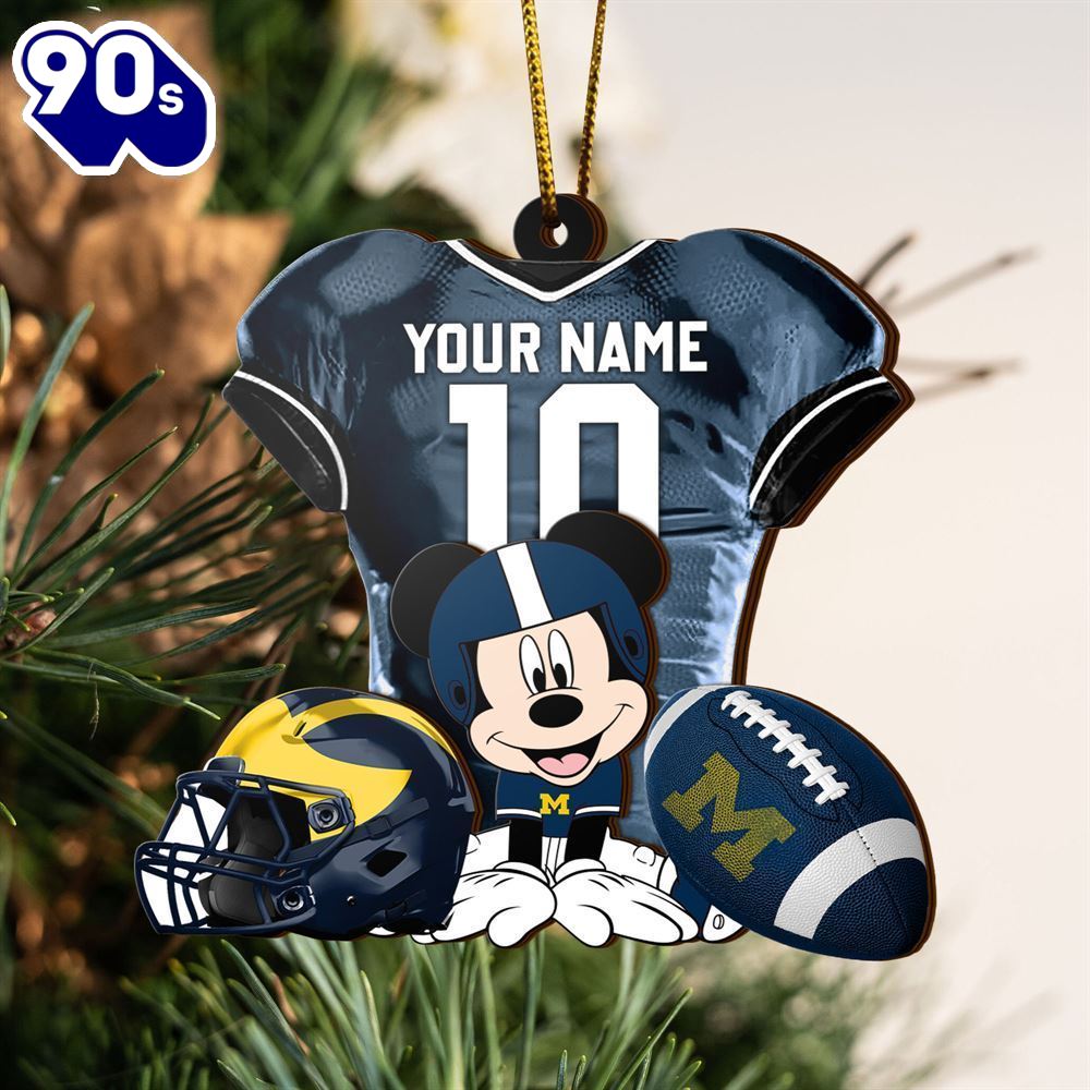 Ncaa Michigan Wolverines Mickey Mouse Christmas Ornament Custom Your Name And Number Ncaa Michigan Wolverines Mickey Mouse Christmas Ornament Custom Your Name And Number