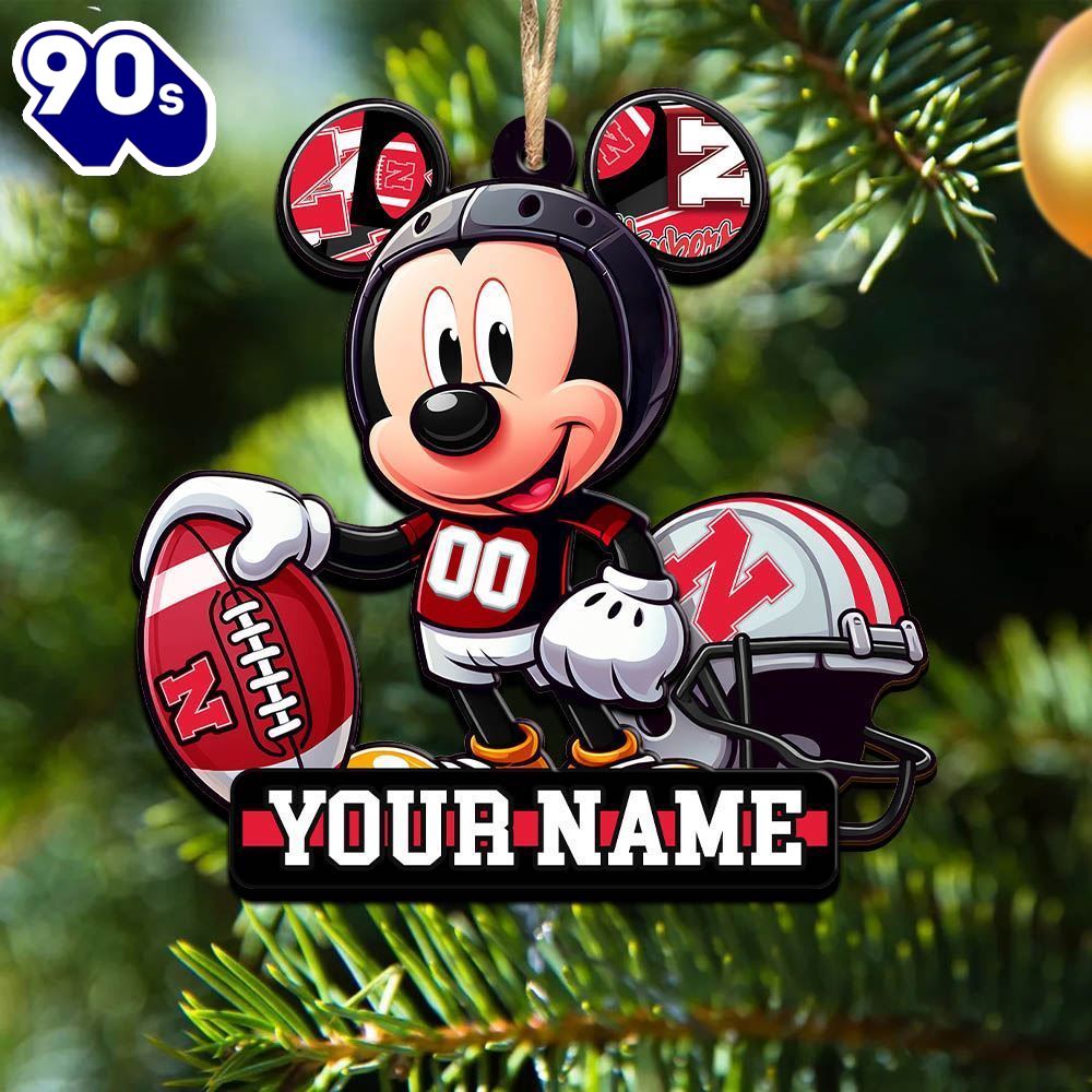 Ncaa Nebraska Cornhuskers Mickey Mouse Ornament Personalized Your Name Ncaa Nebraska Cornhuskers Mickey Mouse Ornament Personalized Your Name