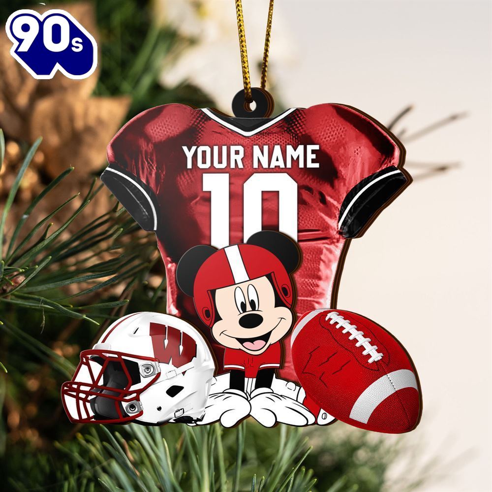 Ncaa Wisconsin Badgers Mickey Mouse Christmas Ornament Custom Your Name And Number Ncaa Wisconsin Badgers Mickey Mouse Christmas Ornament Custom Your Name And Number