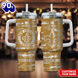 New Orleans Saints-NFL Personalized New Camo Pattern Stanley Tumbler 40oz