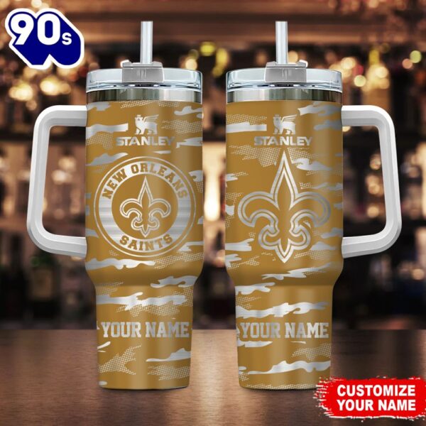 New Orleans Saints-NFL Personalized New Camo Pattern Stanley Tumbler 40oz