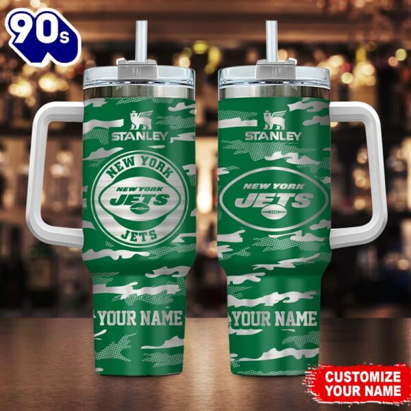 New York Jets-NFL Personalized New Camo Pattern Stanley Tumbler 40oz