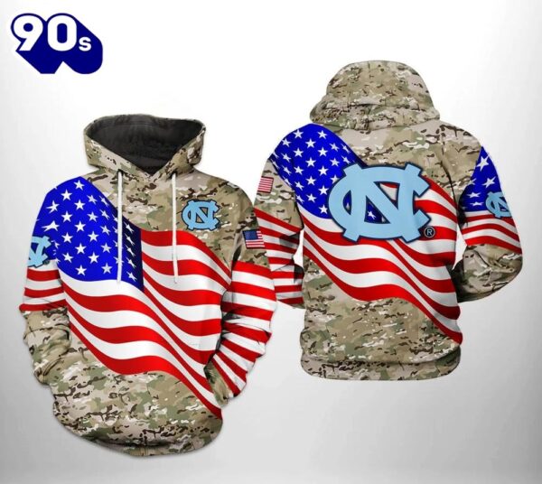 North Carolina Tar Heels US Flag Camo Veteran 3D Hoodie North Carolina Tar Heels Unique
