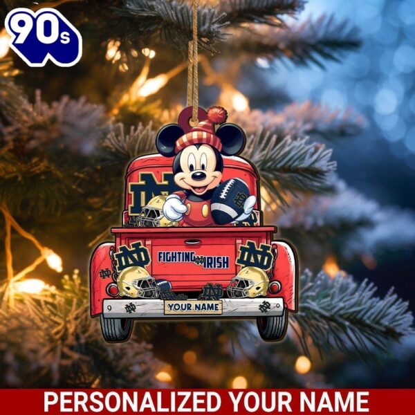 Notre Dame Fighting Irish Mickey Mouse Ornament Personalized Your Name Sport Home Decor