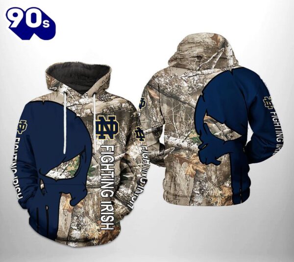Notre Dame Fighting Irish NCAA Camo Veteran Hunting 3D Hoodie