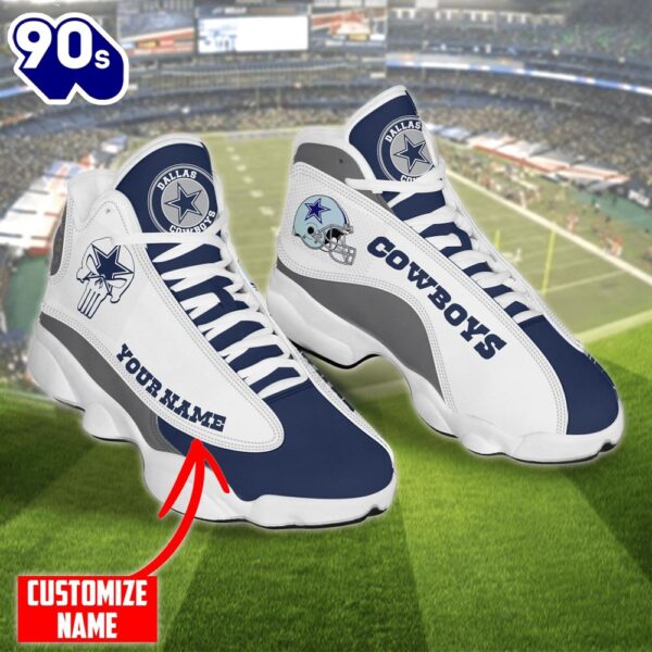 Personalized Nfl Dallas Cowboys Skull Helmet Air Jordan 13 Shoes