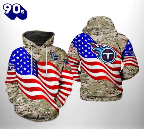 Tennessee Titans NFL US Flag Camo Veteran Team 3D Hoodie