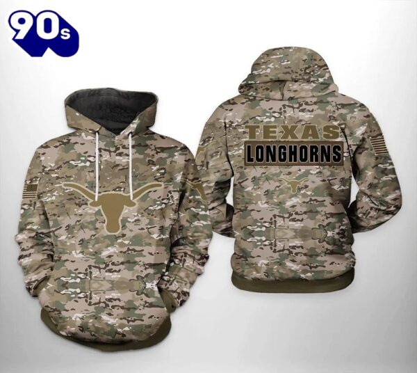 Texas Longhorns Camo Veteran 3D Hoodie Texas Longhorns Christmas