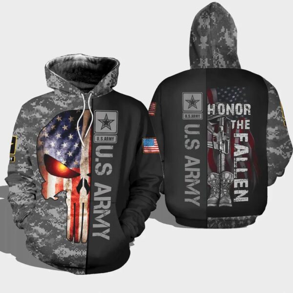 Veteran American Military US Army Honor The Fallen 3D Hoodie All Over Printed