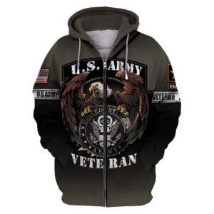 Veteran American Military US Army Veteran Eagle 3D Hoodie All Over Printed