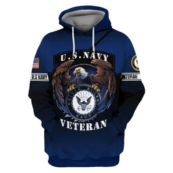 Veteran American Military US Navy Veteran Eagle 3D Hoodie All Over Printed