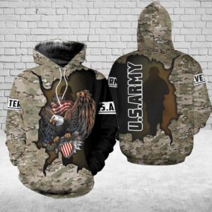 Veteran Army Camouflage Eagle Gift For Army US Army 3D Hoodie All Over Printed