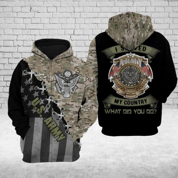 Veteran Army Camouflage Gift For Army US Army 3D Hoodie All Over Printed