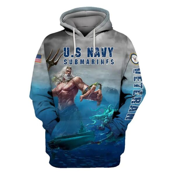 Veteran Military US Navy Submarines Veteran Poseidon 3D Hoodie All Over Printed