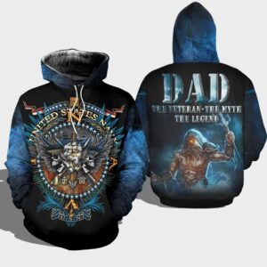 Veteran Navy Dad The Veteran Myth Legend 3D Hoodie All Over Printed