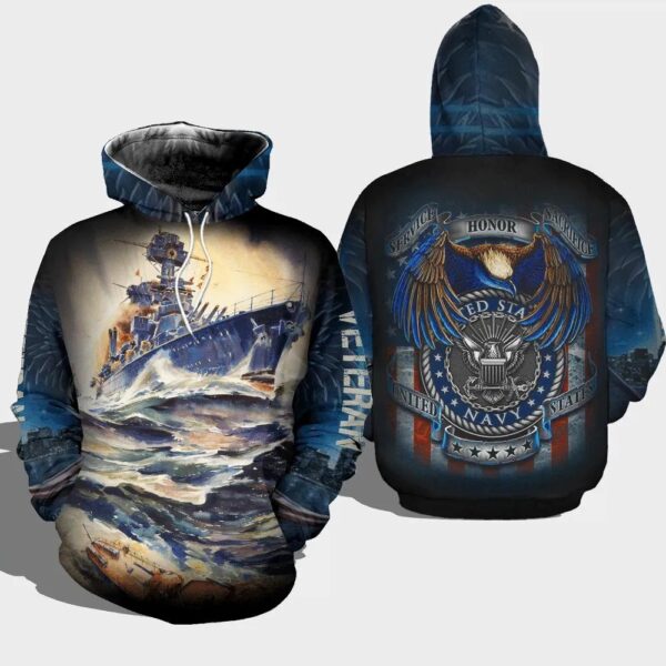 Veteran Sacrifice Honor United States Navy 3D Hoodie All Over Printed