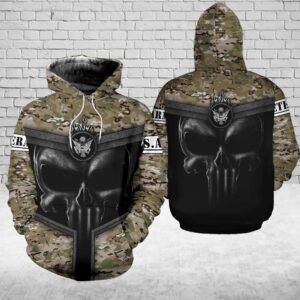 Veteran Skull Army Camouflage Gift For Army US, Army 3D Hoodie All Over Printed