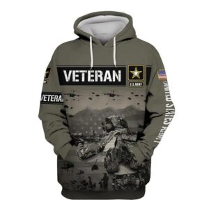 Veteran US Army Veteran Armed Force Helicopter 3D Hoodie All Over Printed