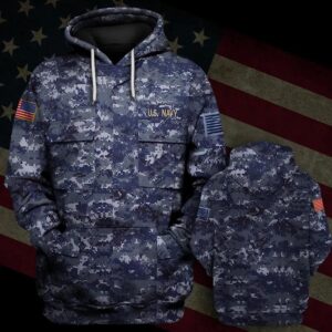 Veteran U.S Navy Flag On The Left 3D Hoodie All Over Printed