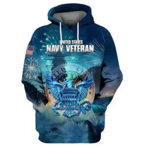 Veteran U.S Navy Veteran Logo Battle Ship 3D Hoodie All Over Printed