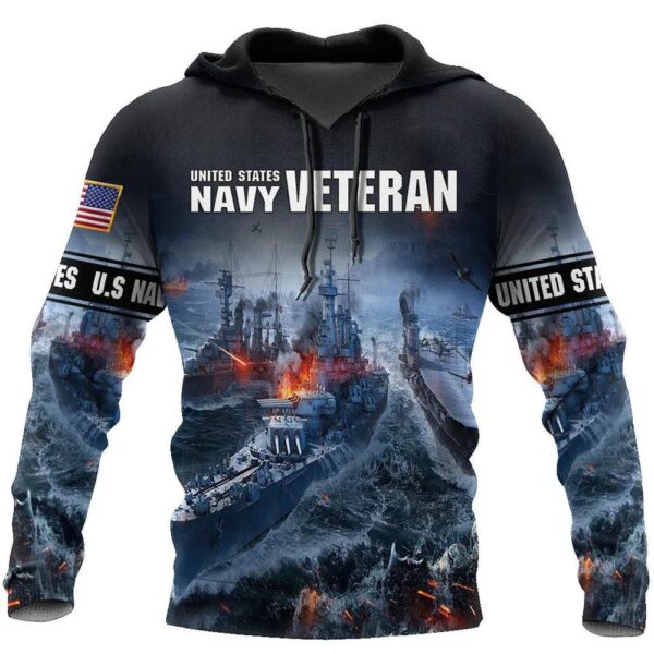 Veteran USN Navy Veteran Helicopter Battle Ship 3D Hoodie All Over Printed