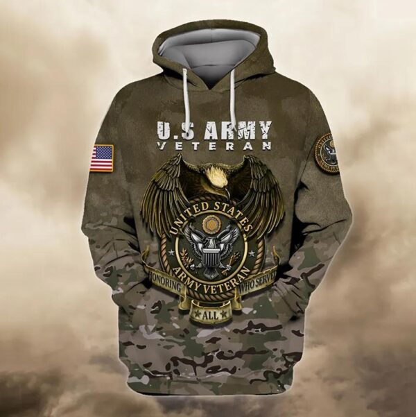 Veteran United States Army Veteran Honoring All Served 3D Hoodie All Over Printed