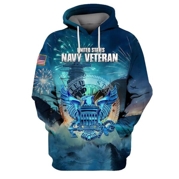 Veteran United States Navy Veteran Firework Symbol 3D Hoodie All Over Printed