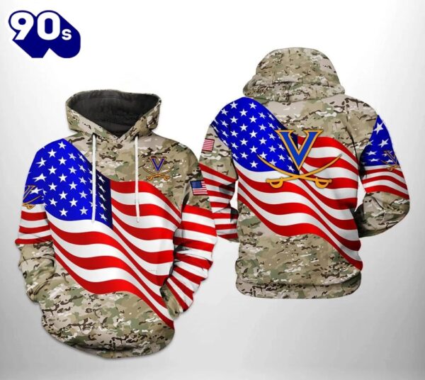 Virginia Cavaliers Flag American Camo Veteran 3D Hoodie Virginia Cavaliers Unique