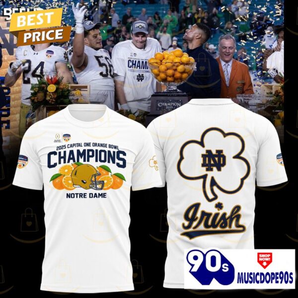 2025 Capital One Orange Bowl Champions Notre Dame Fighting Irish 3D T-Shirt