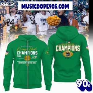 2025 Capital One Orange Bowl Champions Notre Dame Football Green Hoodie