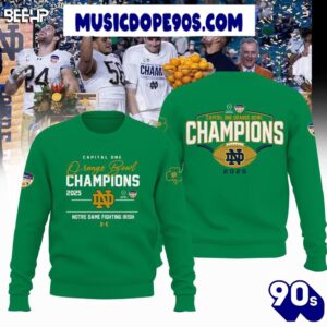 2025 Capital One Orange Bowl Champions Notre Dame Football Green Hoodie