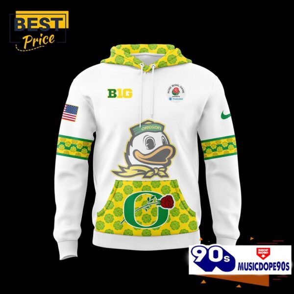 2025 Oregon Ducks x Rose Bowl Game White Hoodie, Cap