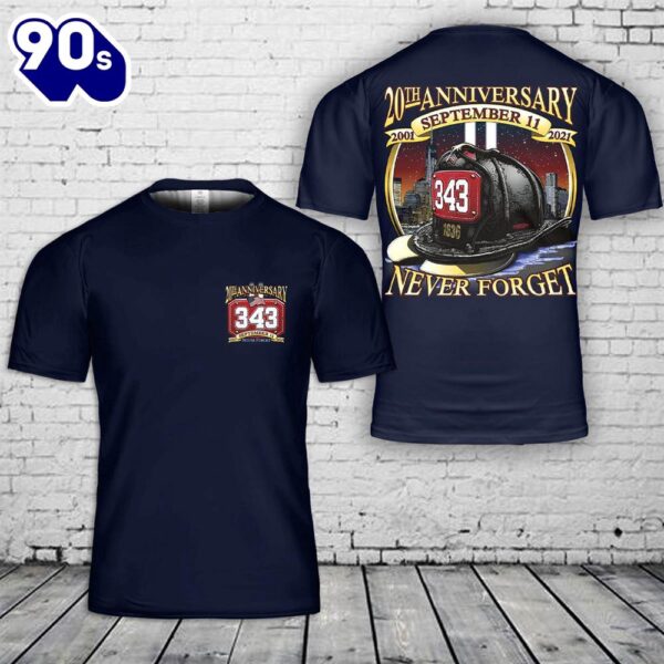 20th Anniversary Never Forget September 11, 2001 T-Shirt 3D – Veteran 3D Shirt