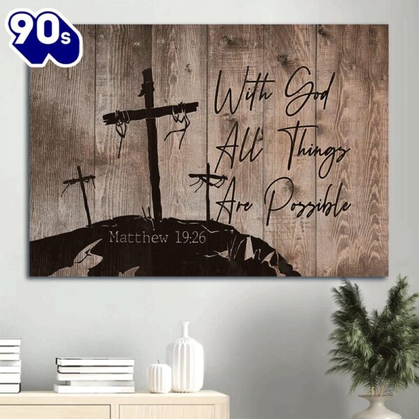 3 Wooden Crosses Jesus Cross With God All Things Are Possible Canvas Wall Art  Gift Christmas