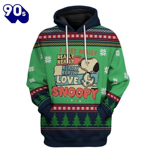 3d I Just Really Love Snoopy Custom Christmas Tshirt  Hoodie Apparel