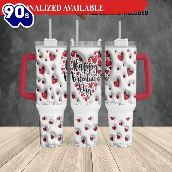 3D Inflated Happy Valentine’s Day 40oz Tumbler – 40oz Tumbler with Handle